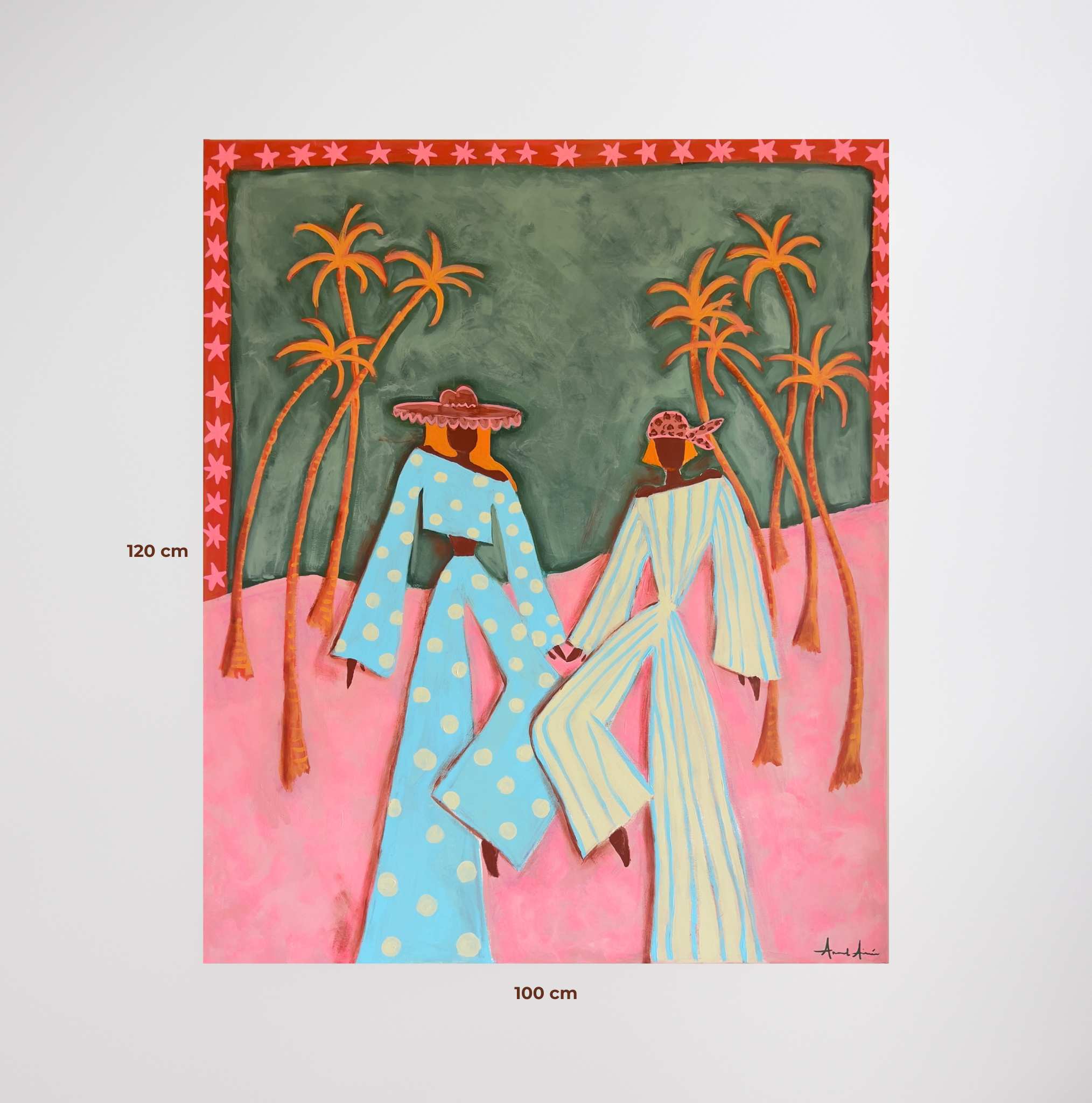 Tropical Star Sisters, Original hand-painted figurative artwork
