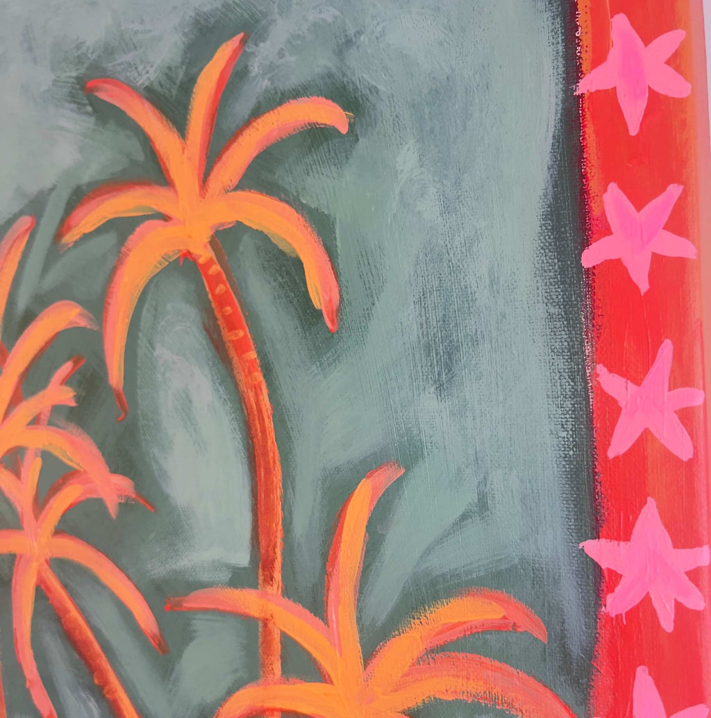Tropical Star Sisters, Original hand-painted figurative artwork