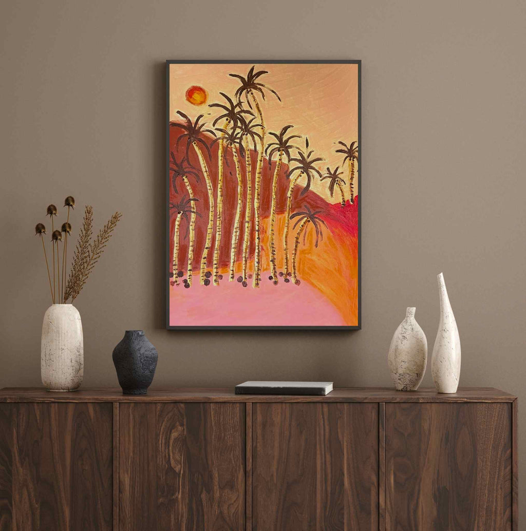 Warm Horizon Bloom, Original hand-painted figurative artwork