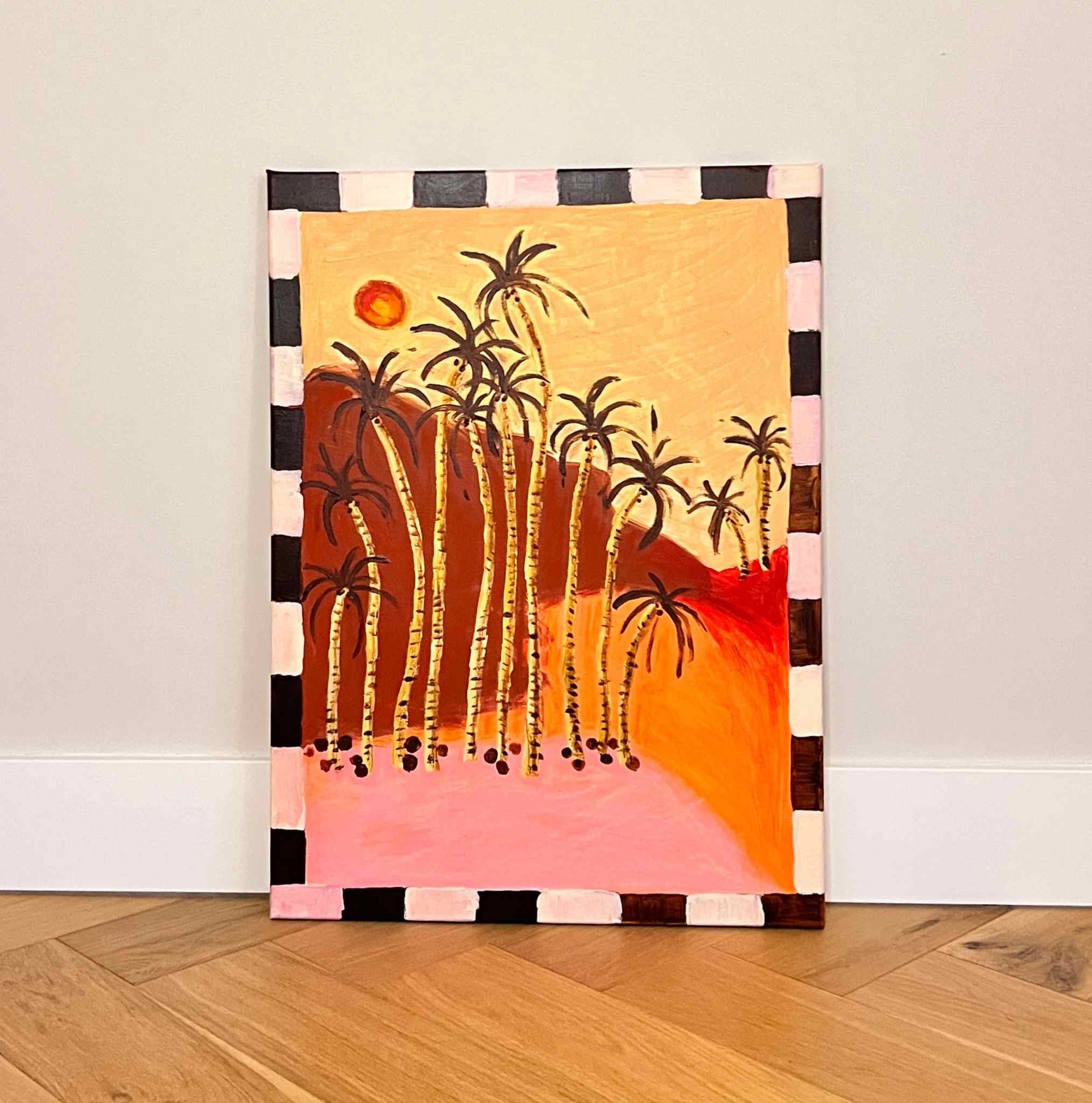 Warm Horizon Bloom, Original hand-painted figurative artwork